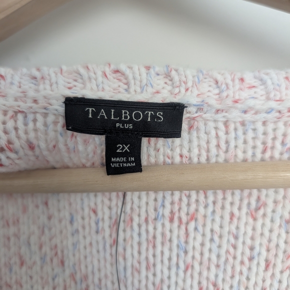 TALBOTS Cable Knit Pink Speckled Sweater Round Neckline Long Sleeve Plus Sz 2X - Picture 4 of 8